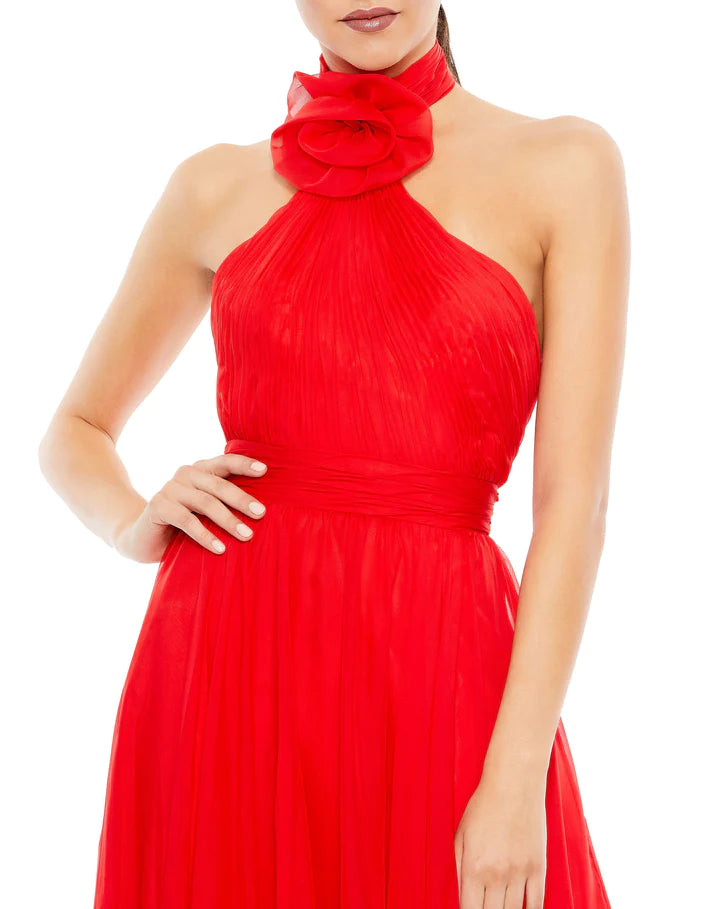 Asymmetrical Red Halter Gown - Mac Duggal