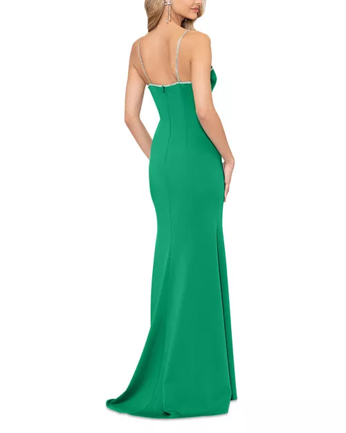 Rhinestone Gown - Aqua